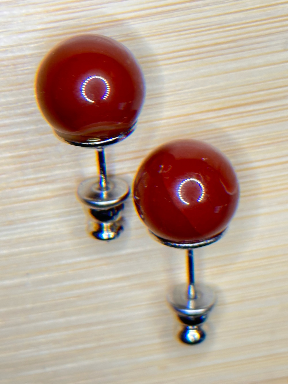 Red Carnelian Stud Earrings nickle free post